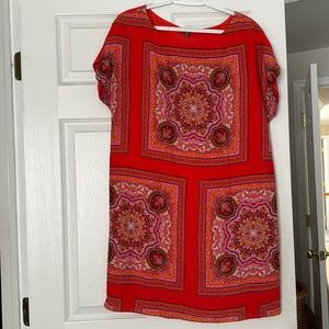 Naf Naf designer  beautiful red light material lined dress.